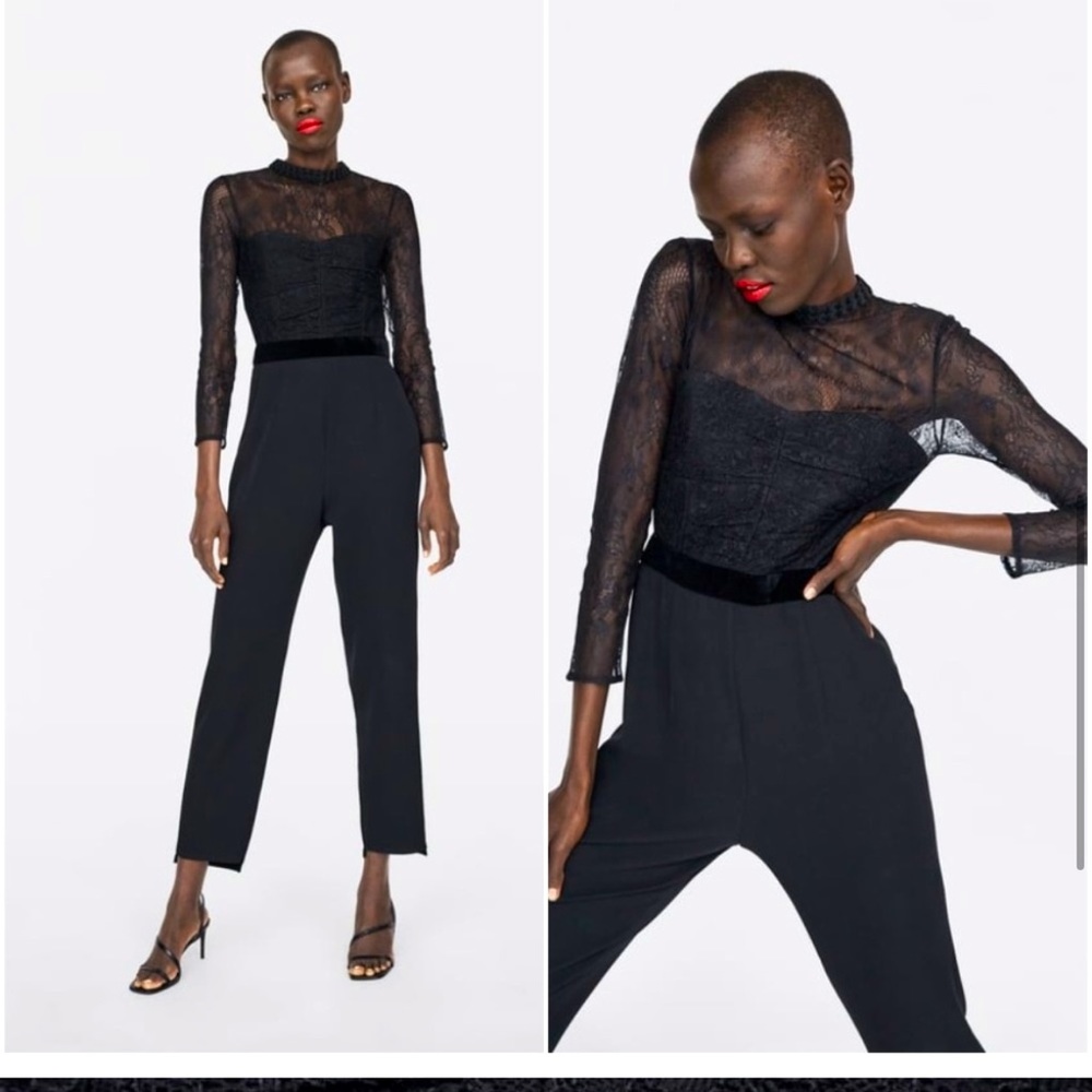 Zara mix lace jumpsuit new , size small